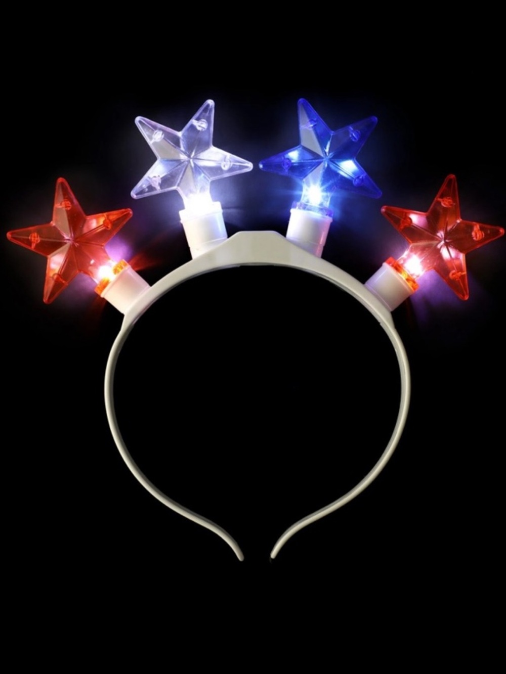 NWT Three Speed-Red, White & Blue Patriotic Flashing Stars Light Up Head Band